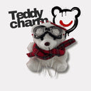 Teddy Charm - Sciarpa Tartan + Lettera Bianco