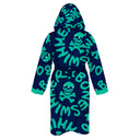 Bademantel - 30ACF Blau mit mintfarbenem Logo, Rückansicht - BONESWIMMER