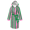 Bademantel - 28ACF Gestreift Rosa und Grün