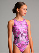 Costume intero bambina da allenamento Pinup 552P - Teschio Farfalla