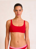 Top bikini donna da mare Hawaii L03HA - Rosso fluo, vista frontale