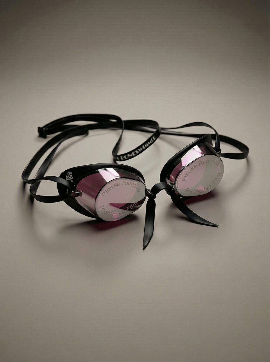 Schwedenbrille Mirror mit Soft-Frame-Silikon — Rosa Spiegel Silber