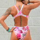 Costume intero donna da allenamento Pinup 489P - Teschio Rosa